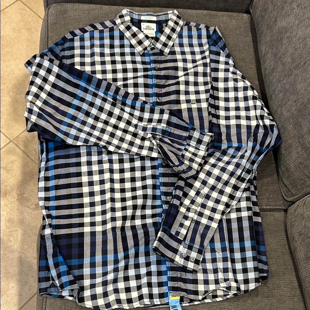 Lacoste Black and Blue Plaid Shirt